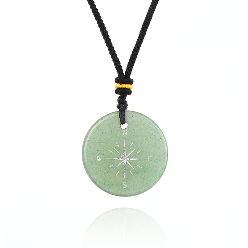 Natural Stone Viking Compass Pendant Necklace, Vegvisir Gift